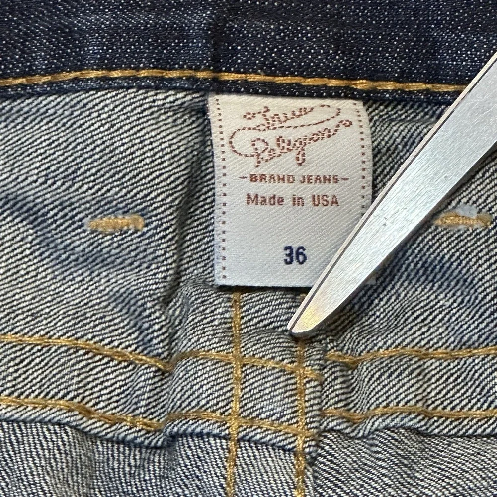 True‎ Religion Section Row Seat Jeans Men's 36 Dark Wash Straight Leg Button Fly